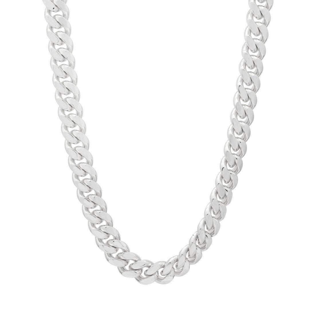 King Ice 10mm Miami Cuban Link Chain - White Gold - WHITE GOLD